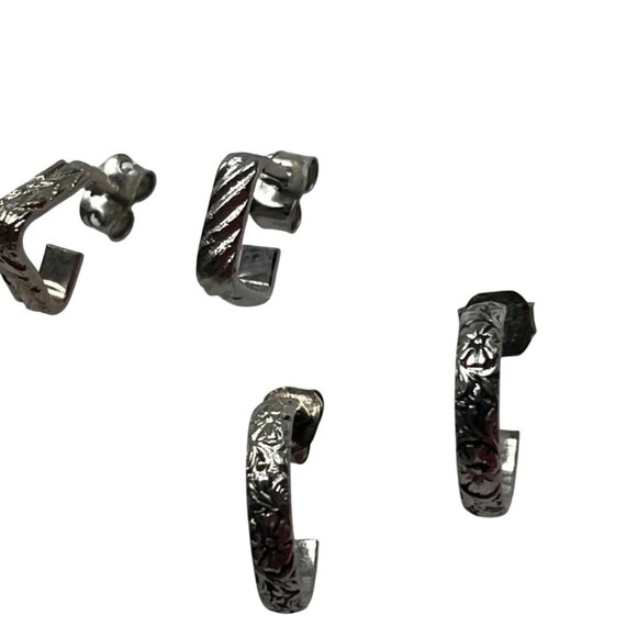 Nine Pairs Of Hoop & Stud Earrings In Mixed Silver & Gold Tones A179 - Picture 9 of 14